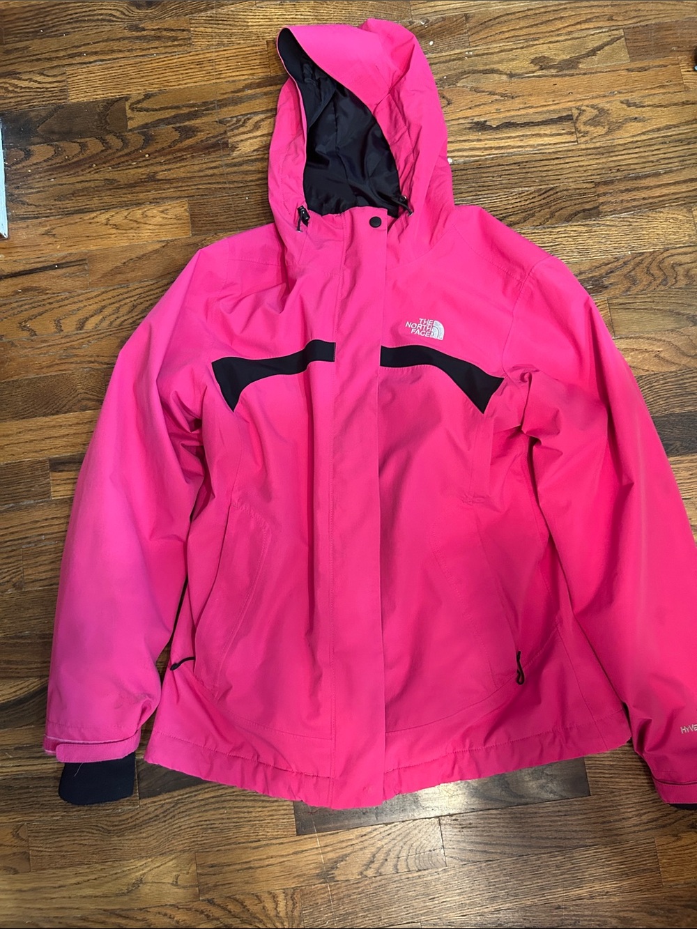 The North Face Women's Hot Pink Ski Jacket with Black Accents